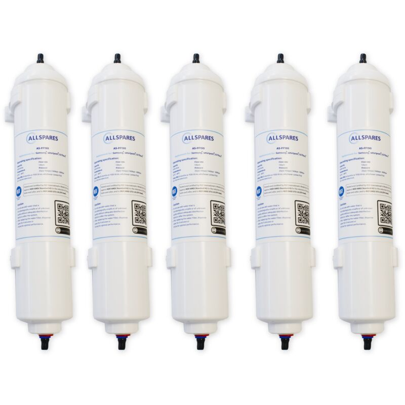 Allspares - Filtre à eau (5 pcs.) de réfrigérateur adapté pour Samsung hafex DA29-10105J, lg 5231JA2010, ADQ73693901 et wpro USC100