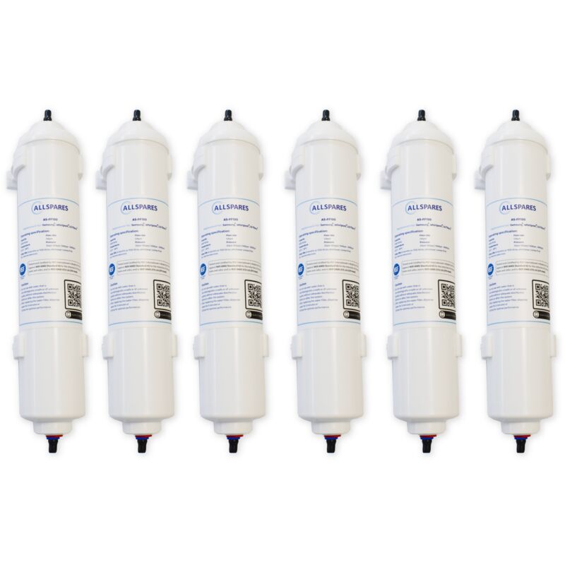 Allspares - Filtre à eau (6 pcs.) de réfrigérateur adapté pour Samsung hafex DA29-10105J, lg 5231JA2010, ADQ73693901 et wpro USC100