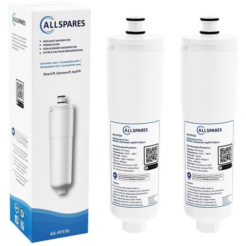 Filtre à eau (2x) de Réfrigérateur pour Bosch / Siemens / Neff CS-52 - Allspares
