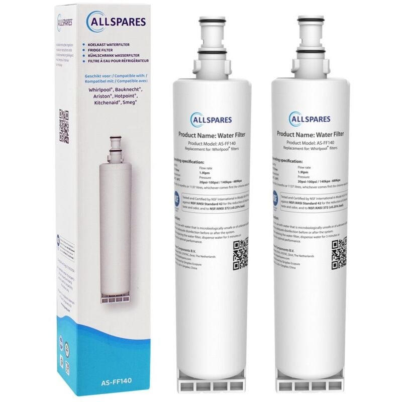Filtre à eau (2 pcs.) pour réfrigérateur adapté pour Whirlpool Bauknecht SBS200 / SBS002 - Allspares