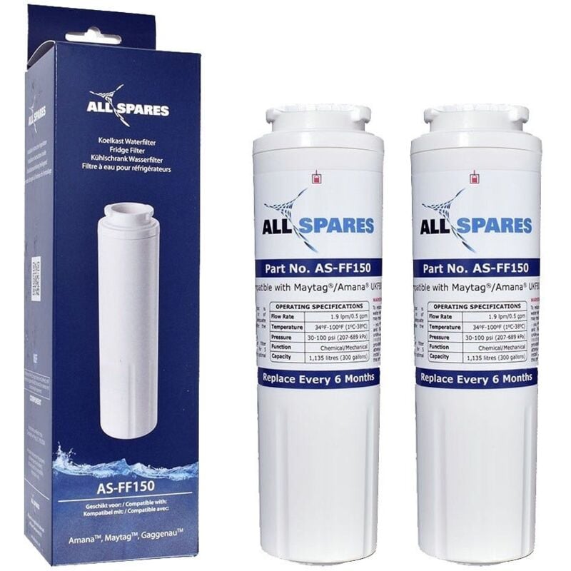 Allspares - Filtre à eau (2x) de Réfrigérateur pour Whirlpool UKF8001