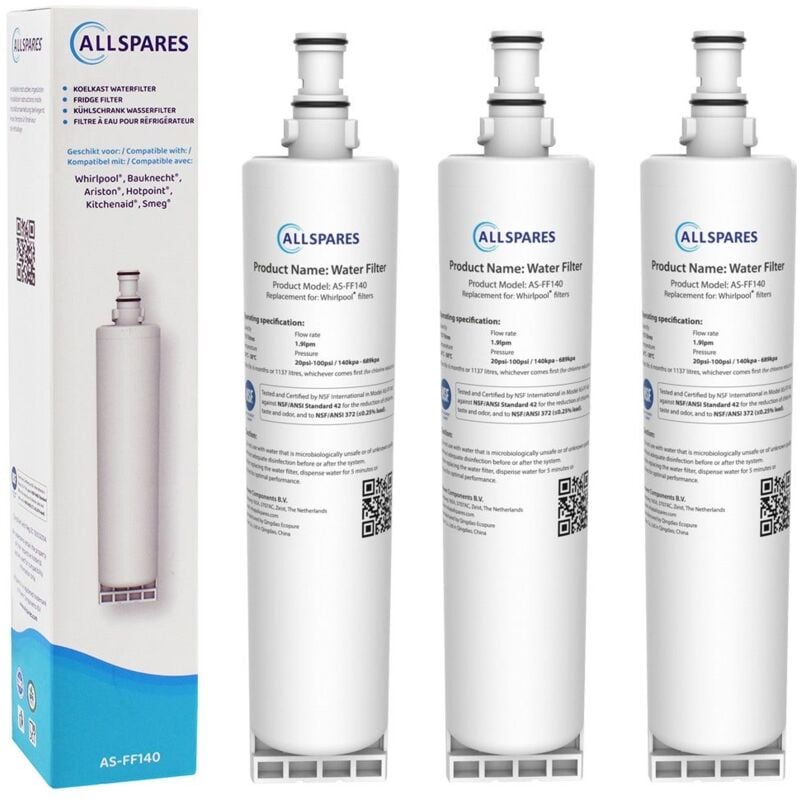 Allspares - Filtre à eau (3x) de Réfrigérateur pour Whirlpool SBS002 / SBS200