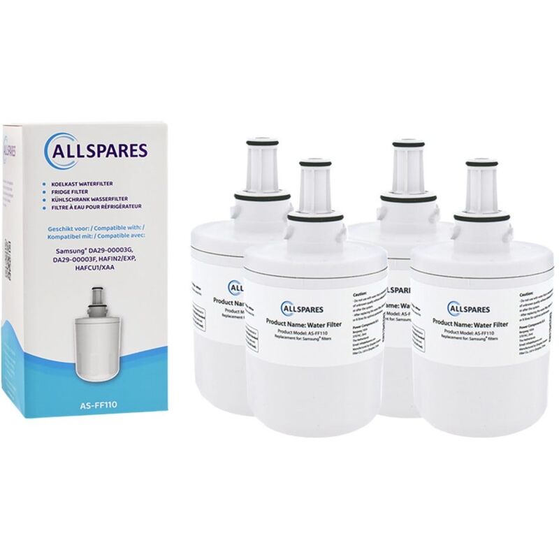 Filtre à eau (4 pcs.) pour réfrigérateur adapté pour Samsung Aqua Pure Plus DA29-00003F / DA97-06137A-B / HAFIN1/EXP / HAFIN2/EXP - Allspares