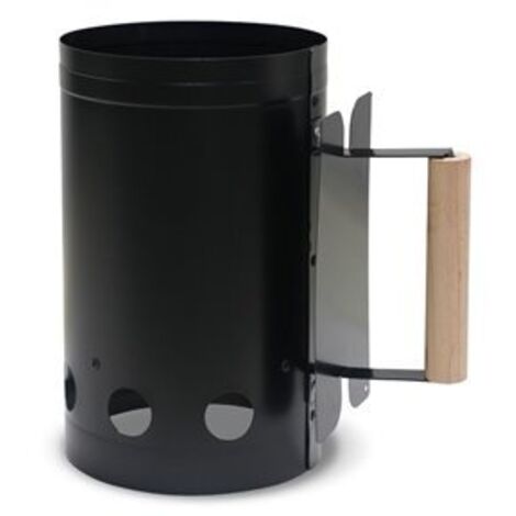 Allume-charbon rapide en tôle d'acier ignifuge avec plaque de protection et manche en bois