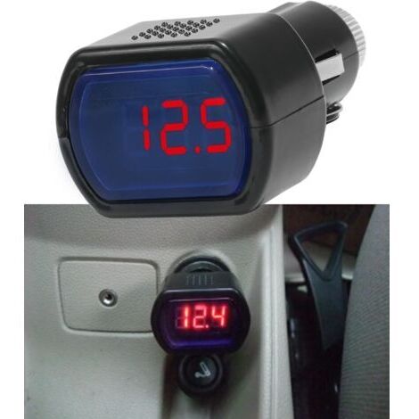 Allume-Cigare Batterie Voiture Testeur,Moniteur de jauge de Tension de véhicule,Automatique Batterie Voltmètre Indicateur,Ajustement pour la Plupart des Batteries Automobiles 12 V et 24 V