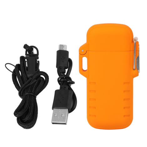 Allume-cigarette électronique USB étanche à double arc orange - Idée cadeau homme