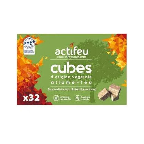 Allume feu actifeu bois cire végétale 32cubes