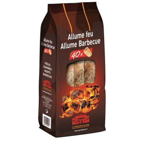 Allume Feu & Barbecue Grill'O Bois - sachet de 40 b tonnets