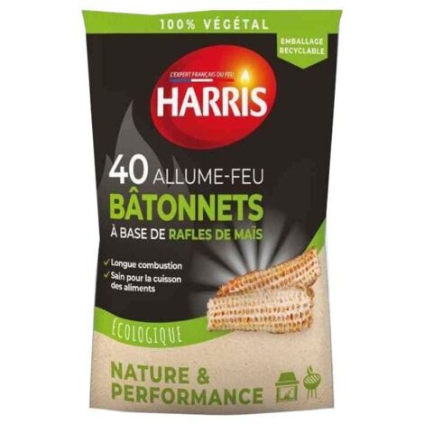 Allume-feu - Bâtonnets de maïs - Ecologique - 100% végétal - 40 bâtons - Harris