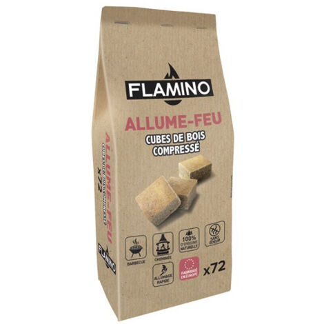 Allume feu cubes de bois compressé x 72 - FLAMINO