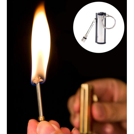 Allume-Feu de Survie Portable en 2 Pièces, Silex et Briquet pour Camping Randonnée Urgence