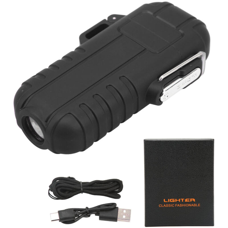 Allume-feu électrique double arc portable étanche rechargeable noir résistant au vent