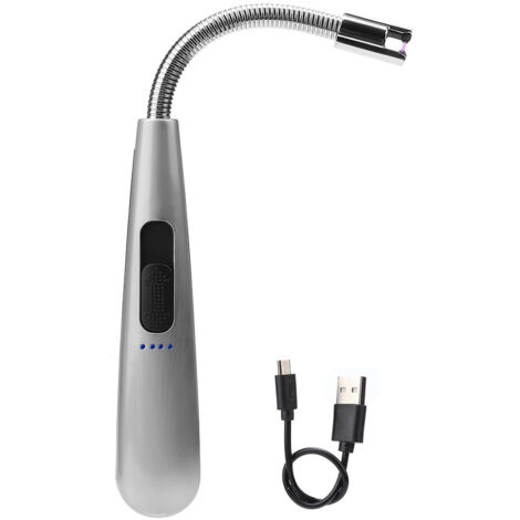Allume-gaz électrique rotatif 360° sans flamme USB étanche pour barbecue (Argent)