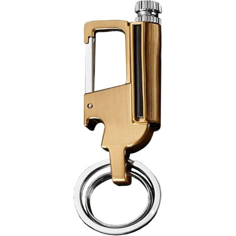 Allumettes Permanentes en Métal, Silex Allumettes en Métal Allume feu Ouvre-Bouteille Porte-clés de Voiture Briquet Remplissable au Kérosène de Plein air Matériel de Sauvetage d'urgence, Or
