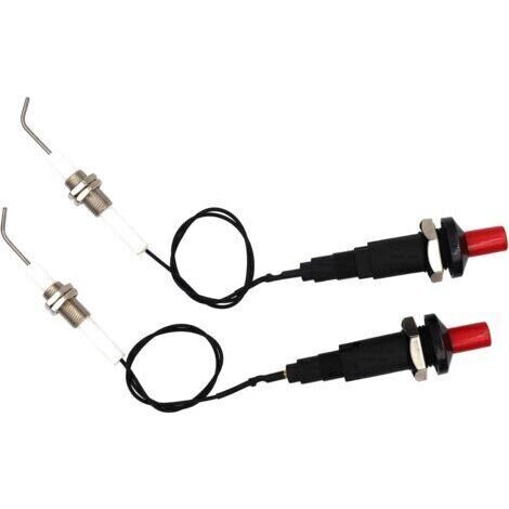 Allumeur pour barbecue à gaz/grill, allumeur piézo à bouton-poussoir avec fil de bougie d'allumage universel en céramique avec filetage et électrodes d'allumage, long, 30 cm, électronique, 2 pièces