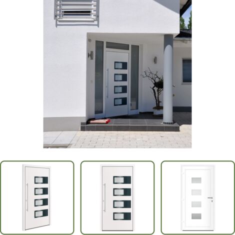 Alluminio -  Porta Ingresso Bianca 100x200 cm in Alluminio e PVC