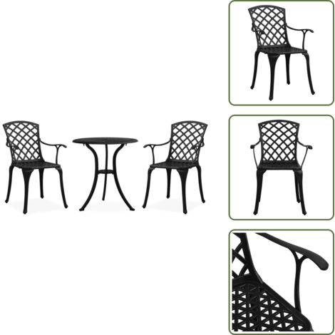 Alluminio pressofuso - vidaXL Set da Bistrot 3 pz in Alluminio Pressofuso Nero - Sedie da esterno