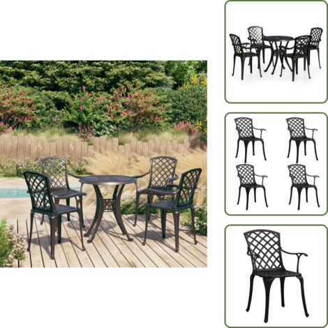 Alluminio pressofuso - vidaXL Set da Bistrot 5 pz in Alluminio Pressofuso Nero - Mobili da esterno