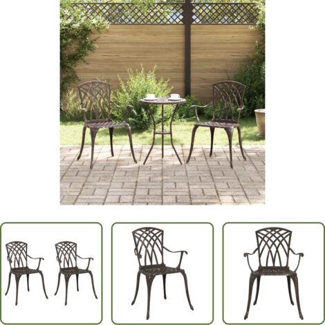 Alluminio -  Sedia da Giardino 2 pcs Bronzo 53 x 51 x 88,5cm Alluminio