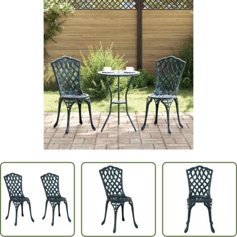 Alluminio -  Sedia da Giardino 2 pcs Verde 39 x 40 x 87cm Alluminio