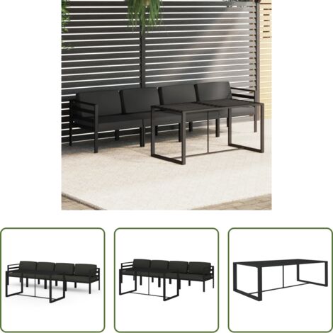 Alluminio -  Set Divani da Giardino 5 pz con Cuscini in Alluminio Antracite
