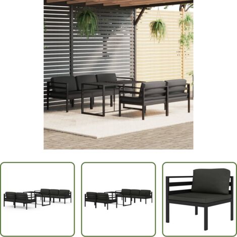 Alluminio -  Set Divani da Giardino 6 pz con Cuscini in Alluminio Antracite