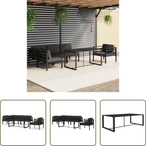 Alluminio -  Set Divani da Giardino 6 pz con Cuscini in Alluminio Antracite