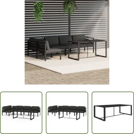 Alluminio -  Set Divani da Giardino 6 pz con Cuscini in Alluminio Antracite