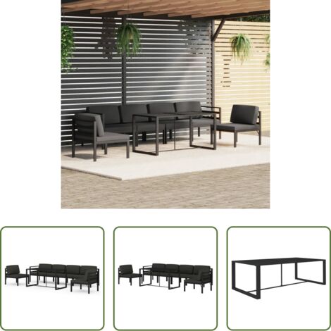 Alluminio -  Set Divani da Giardino 7 pz con Cuscini in Alluminio Antracite