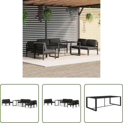Alluminio -  Set Divani da Giardino 7 pz con Cuscini in Alluminio Antracite