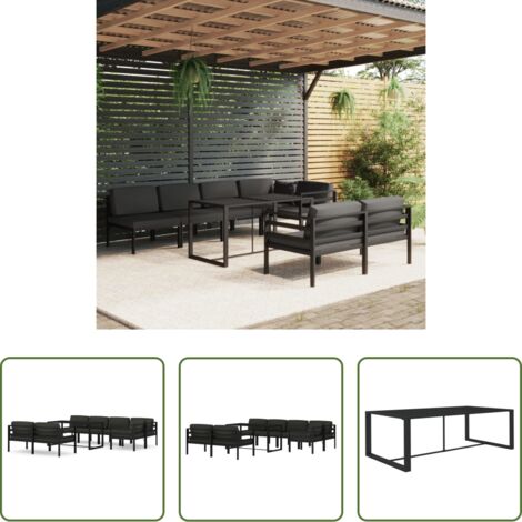 Alluminio -  Set Divani da Giardino 8 pz con Cuscini in Alluminio Antracite