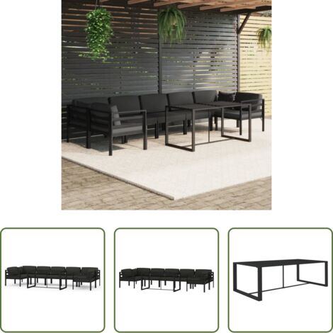 Alluminio -  Set Divani da Giardino 8 pz con Cuscini in Alluminio Antracite