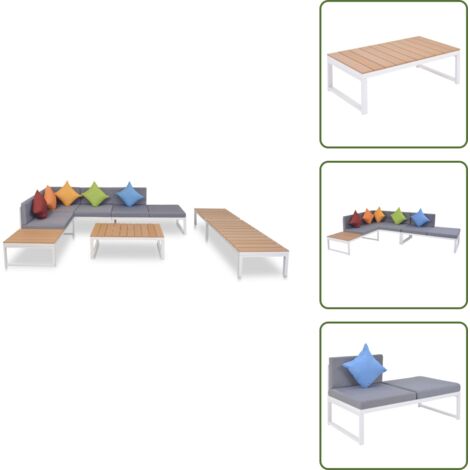 Alluminio - vidaXL Set Divani da Giardino 5 pz con Cuscini in Alluminio e WPC - WPC
