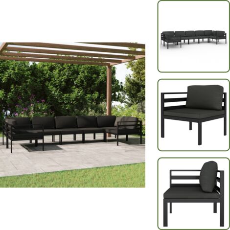 Alluminio - vidaXL Set Divani da Giardino 7 pz con Cuscini in Alluminio Antracite - Cuscini da giardino