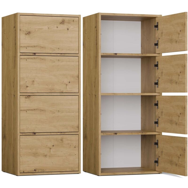 Alma - Commode haute de rangement 4 portes avec ouverture tip-on - Artisan Alma - Commode haute de rangement 4 portes avec ouverture tip-on - Artisan