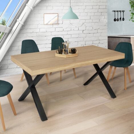 IDMARKET ALMA Mesa de comedor para 6 personas, diseño industrial 160 cm