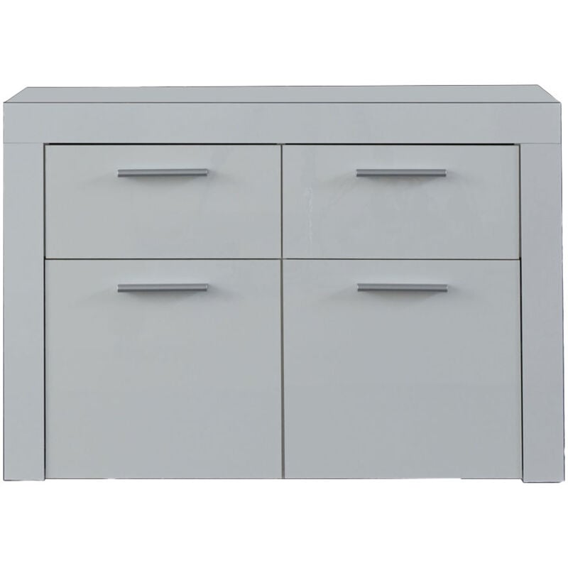 Ebuy24 - Alma meuble à chaussures 2 portes, 2 tiroirs accroché au mur blanc brillant.