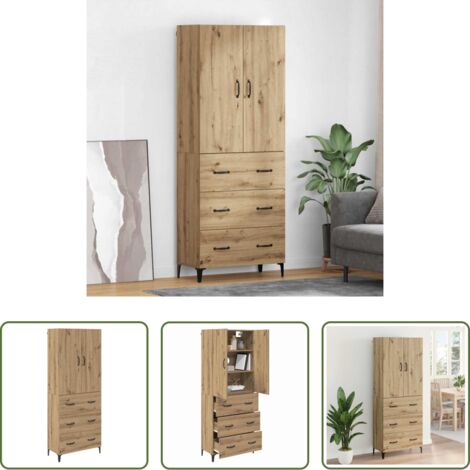 Almacenamiento -  Alacena Roble artesanal 69,5 x 34 x 180 cm Madera contrachapada