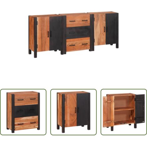 Almacenamiento -  Aparador 3 pcs Marrón 55 x 30 x 75 cm Madera de Acacia Sólida
