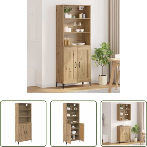 Almacenamiento -  Aparador alto 2 pcs Roble artisan Madera de ingeniería