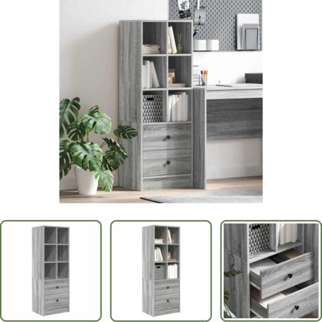 Almacenamiento -  Aparador alto con cajón Gris Sonoma 45,5 x 34 x 127 cm