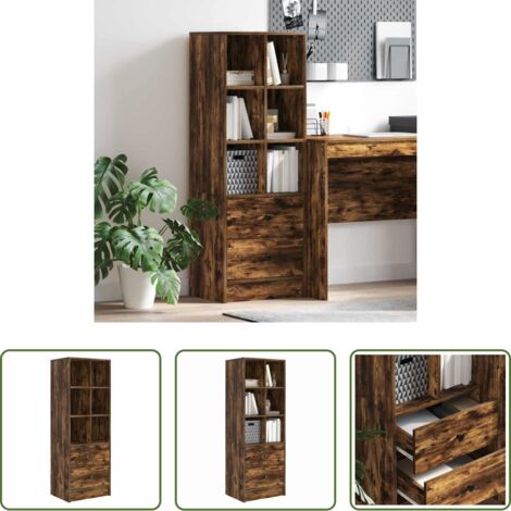 Almacenamiento -  Aparador alto con cajón Roble ahumado 45,5 x 34 x 127 cm
