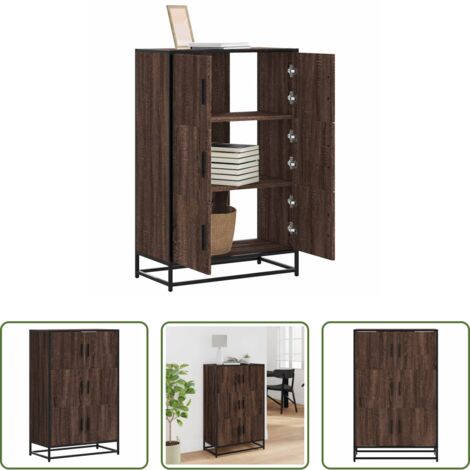Almacenamiento -  Aparador alto madera de ingeniería y metal marrón roble