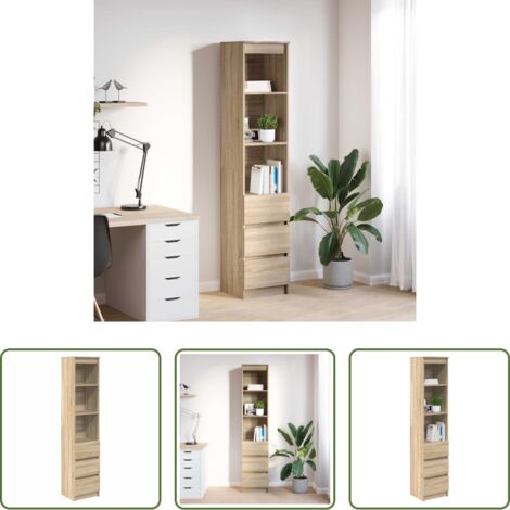 Almacenamiento -  Aparador alto roble Sonoma 37,5x35x180 cm madera de ingeniería