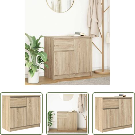 Almacenamiento -  Aparador con cajón roble Sonoma 71x35x65 cm madera ingeniería