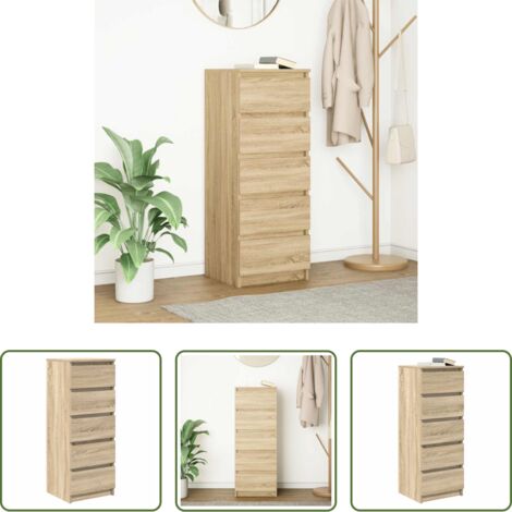 Almacenamiento -  Aparador con cajones roble Sonoma 37,5x35x99 cm