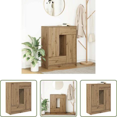 Almacenamiento -  Aparador con cajones y puertas roble artesanal 73x31x90 cm