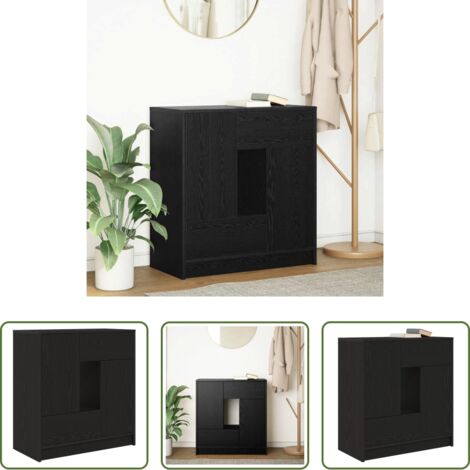 Almacenamiento -  Aparador con cajones y puertas roble negro 70,5x34x74,5 cm