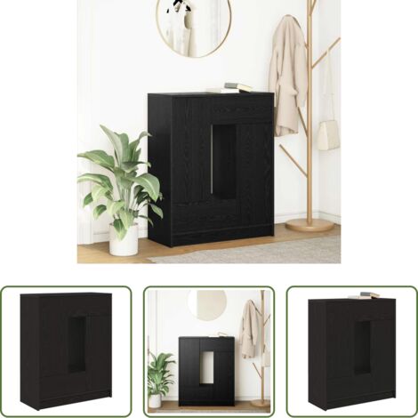 Almacenamiento -  Aparador con cajones y puertas roble negro 73x31x90 cm