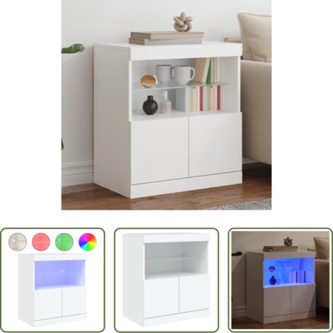 Almacenamiento -  Aparador con luces LED blanco 60x37x67 cm